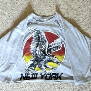 Y2K Long Sleeve Scemo Scenekid NEW YORK Eagle Graphic Crop Top